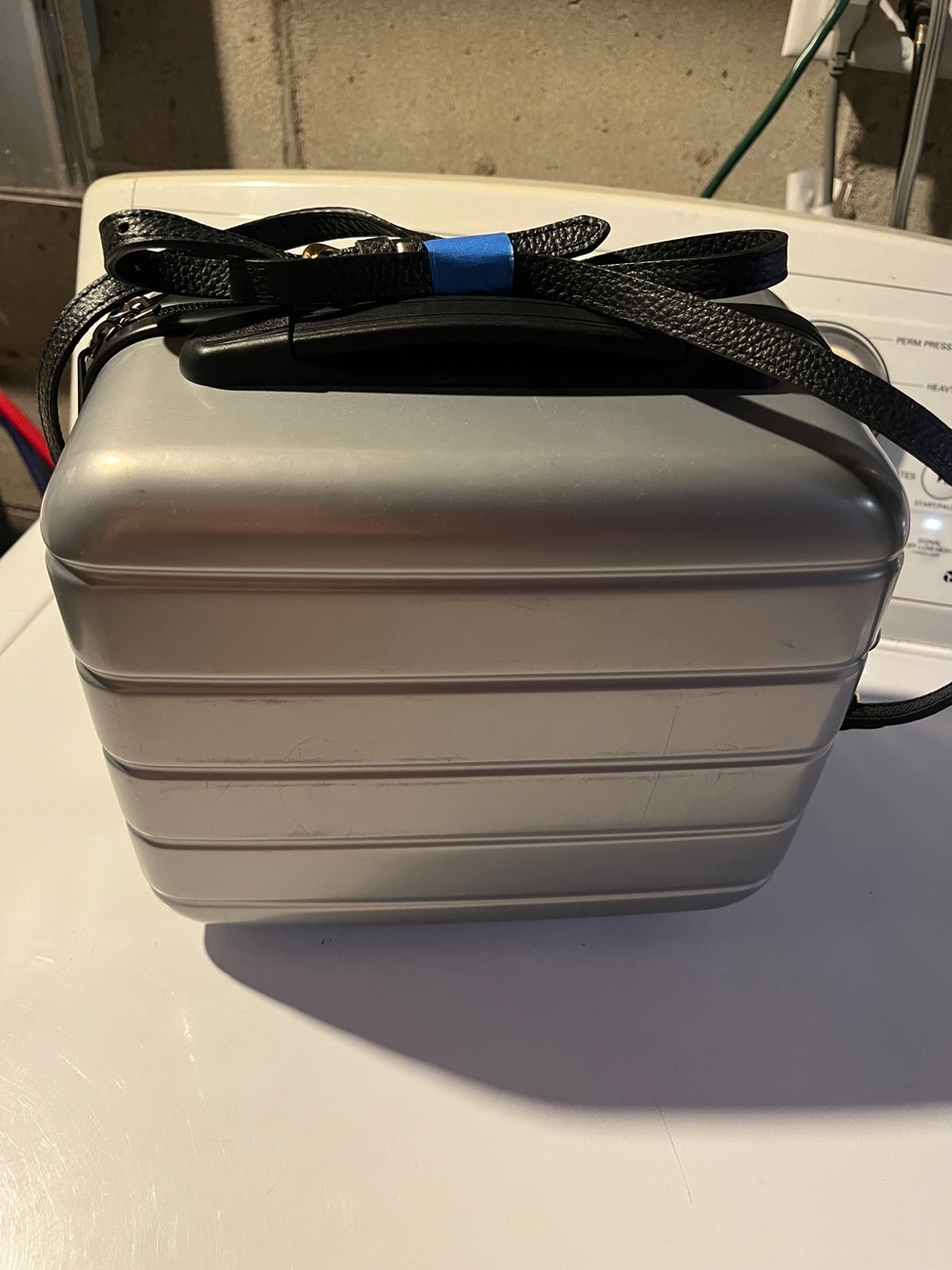 Silver Hard-Shell Make Up Case with Black Strap